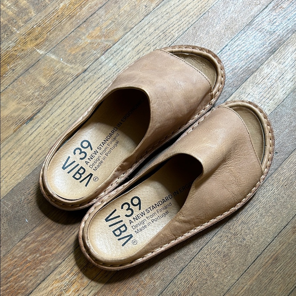 VIBA Saint Tropez Leather Fawn Tan Sandals EU 39